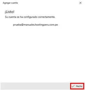 Configuración lista