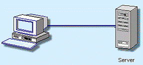 Esquema de una computadora conectada a un servidor