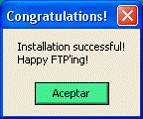 Aviso Installation successful de WS_FTP LE