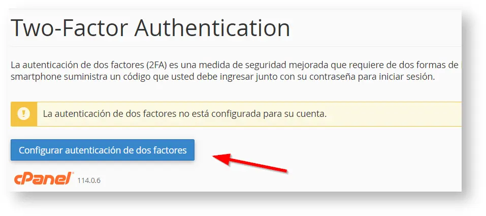 Configurar autenticación de 2 factores cPanel Webmail