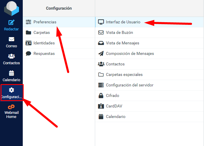 Configuración webmail