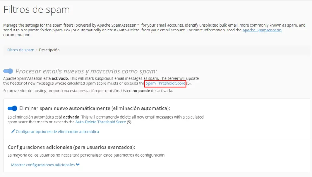 Filtros para eliminar spam