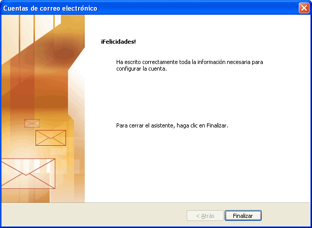 Paso 9 - configurar correo electrónico en Microsoft Outlook 2003