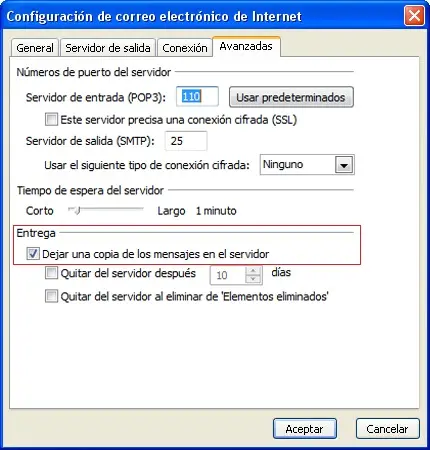 Paso 10 - configurar correo electrónico en Microsoft Outlook 2003