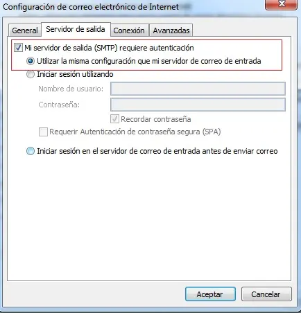 Paso 7 - configurar correo electrónico en Microsoft Outlook 2007