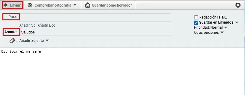 Redactar y enviar Webmail