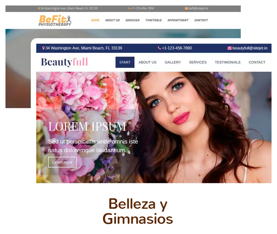 sitejet-template-belleza Plantillas de diseño web para crear página web de Bellleza y Gimnasios.