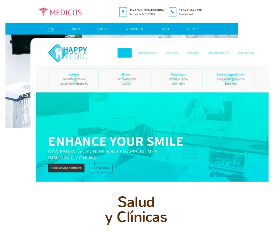 sitejet-template-salud Plantillas de diseño web para crear página web de Salud y Clínicas.